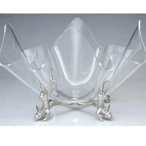 Arthur Court Vintage Handstand Bunny Rabbit Fluted Lucite Salad Fruit Bowl